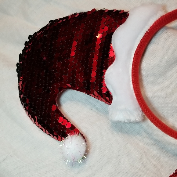 HOLIDAY HAIR BLING FASCINATOR SANTA HAT GLITTER BOW SET OF CHRISTMAS TREE RIBBON - Picture 4 of 11